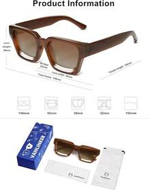 Thick Square  Retro Chunky Rectangle  Protection - C2.24-polarized Gradient Brown Lens/Brown Frame - View 4