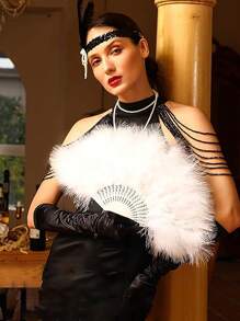 There Are Eight Colors To Choose From - Elegant Solid Color Feather Folding Fan, Women's Photo Prop, High-End Art Piece, Princess Role-Playing Prop, And Hand Fan.