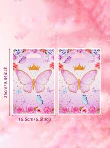 50 piezas Bolsas de regalo con diseños de mariposa, flor y corona, para favores de fiesta, envoltura de regalos de cumpleaños