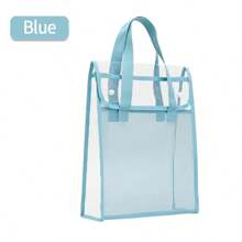 1pc A4 Double-Layer Handbag For Students, Transparent Thickened Multi-Function File Folder, PVC Waterproof Study Pouch, Large Capacity, Minimalist Desk Organizer, Stationery Supplies Subject Classification Bag, Suitable For Daily Commuting,Back To School,School Supplies