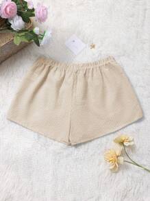 Pantalones cortos minimalistas de mujer con estampado de rayas, de vuelta al colegio, de estilo femenino y soleado para el otoño