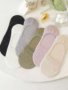 3/5/6 Pairs Of Women's Candy Colors, Black And White, Solid Colors, Bohemian Style Mesh, Non-Slip And No-Drop Heels, Breathable Knitted Fabrics, Japanese College Style Boat Socks, No Show Socks, Spring And Summer All-Match, Home Gatherings, Commuting, Sports, Holiday Gifts.(No Paper Card) - Multicolor - View 2