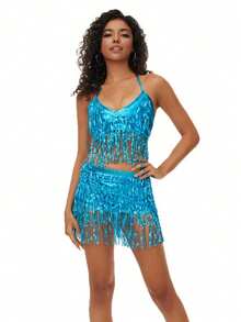 New Belly Dance Costumes Sequins Tassels Dance Costumes Stage Performances Competition Costumes Dance Accessories Halloween - Multicolor - View 18