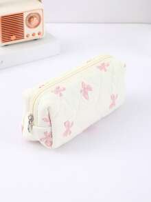 1pc Bow Pencil Case, Creative Floral And Bow Pattern Design, Beautiful Pencil Case - Suitable For Study Stationery Storage And Desktop Organization Decoration, Daily Portable Storage Bag, Beautiful Gift For Friends,Back To School,School Supplies,Pencil Pouch,School Bag - Multicolor - View 13