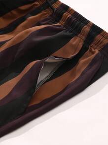 Men's Summer Double Layer Printed Woven Shorts With Drawstring, Can Tuck In A Towel