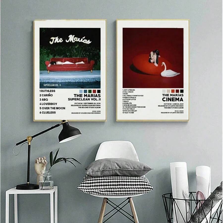 Poster New The M-Marias Cinema Music Star Album Cover Canvas Painting Wall Art Picture Living Room Home Decor Optional Frame ,Wall Art With Frame - Multicolor - View 1