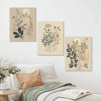 1 Pezzo/3 Pezzi Decorazione da parete artistica floreale vintage, poster con stampe su tela di fiori di camomilla e dente di leone, dipinti floreali botanici minimalisti classici, per decorazione di soggiorno, camera da letto, ufficio, dormitorio, design da parete con possibilità di cornice