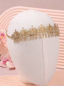 1 pièce Collier chaîne pour la tête en alliage de pierre gemme pendentif en forme de goutte d'eau rétro pour femmes, convient pour les mariages et les fêtes en tant que collier et coiffe