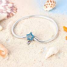 Blue Starfish And Conch Basic Chain DIY Bracelet Loose Beads Beads Women's Snake Bone Chain Sterling Silver Pendant Suitable For Daily Clothing Holiday Gift