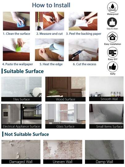 Roll 80cm Width Wood Grain PVC Wallpaper Door Wardrobe Cupboard Tafel Furniture Waterproof Self Adhesive Stickers Home Film Birthday Graduation Wand Paper Room Sticker Kitchen view 9