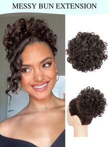 Large Curly Messy Bun Hair Piece Elastic Drawstring Ponytail Loose Wavy Short Ponytail Extension Synthetic Hair Tousled Fake Hair Bun For Women Daily Use