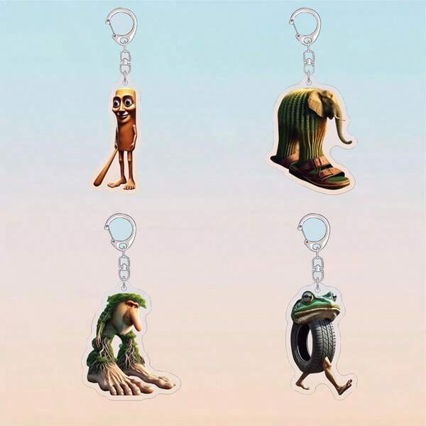 3 قطع سلاسل مفاتيح من الاكريليك بتصميم مجرد وغريب "TungTungTungSahur"، هدية رائعة لعيد الأضحى وعيد الحب وموسم التخرج