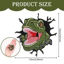 1 miếng vá thêu hình khủng long, Tyrannosaurus Rex Big Mouth Iron-On Applique, Thiết kế động vật hoạt hình cho quần áo, túi xách và phụ kiện, Màu sắc hỗn hợp, Thêu, Miếng vá ủi - Màu sắc hỗn hợp - Xem 2
