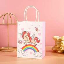 15pcs/Unicorn Rainbow Pony Cartoon Packaging Bag Cartoon Kraft Paper Cute Handheld Gift Bag