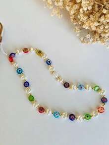 1 Ốp điện thoại hình mắt quỷ giả ngọc trai nhiều màu sắc có dây đeo, thích hợp để đeo hàng ngày, móc chìa khóa, mặt dây chuyền túi xách - Nhiều màu - Xem 3