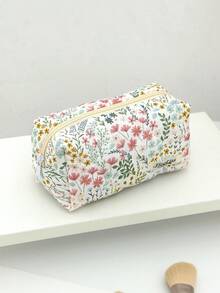 1件/套 花卉印花图案多功能化妆品收纳钱包，便携式化妆刷收纳包，带拉链，可收纳口红、化妆刷、护肤品、手机、零钱、小物件，适合居家、旅行、度假和上学使用，化妆包/化妆袋/护肤品袋/洗漱包/收纳袋，旅行必备/邮轮必备/宿舍必备，婚礼伴娘礼物/妈妈礼物/生日礼物/送给朋友和老师的礼物/返校用品化妆包 - 彩色 - 查看 16