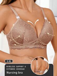 Elegant Solid Color Lace Nursing Bra For Pregnant Women