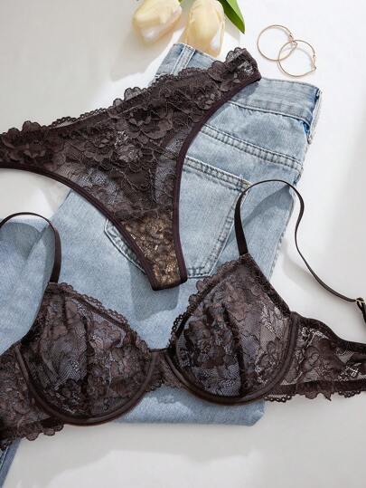 1set Kanten Underwired BH Slipje Set view 3