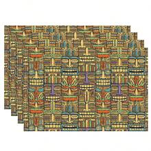 1/4/6 piezas Manteles individuales lavables de lino con estampados, salvamanteles protectores para mesa de interior y exterior, adecuados para vacaciones, fiestas, cocina