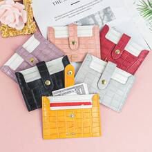 1 pezzo Portafoglio in pelle PU ultra sottile personalizzato - Portacarte minimalista unisex con slot multipli, texture coccodrillo e fibbia in metallo a contrasto. Stampa personalizzata in oro del nome/iniziali, tutto in uno con tasca per ID/monete (pronto da regalare) - Multicolore - Visualizzare 7