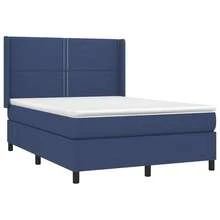 vidaXL Box Spring With Mattress And LED Fabric Blue 140x190 Cm