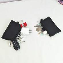 Mini Zip Around Wristlet Wallet For Women Dual Pouch Wristlet Portable Keychain Wallet Coin Purse Mini Women Coin Pocket Black - Black - View 6