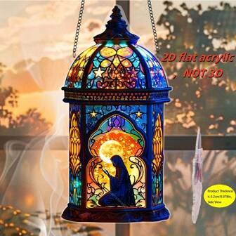 Un set di 2 lanterne decorative in stile classico in acrilico, con decorazioni a luna e stelle, senza bisogno di elettricità, ideali per la decorazione della casa, della stanza, della parete, adatti per la decorazione quotidiana nei giardini estivi