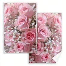 1 pieza/2 piezas Toallas de mano de fibra ultrafina para la temporada de bodas, diseño elegante de flores y rosas rosas, suaves y absorbentes, lavables a máquina de poliéster, perfectas para la decoración de la cocina, cocinar, hornear, decoración navideña y baños, decoración de mesa, utensilios de cocina, decoración del hogar, regalo de inauguración de casa nueva para el baño, toallas de cocina