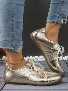 2025 Nuova moda primavera/autunno, scarpe casual da donna stile ballerina minimal versatili, con lacci a fiocco e colori macaron, di nicchia e sportive