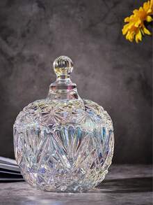 Tarro de almacenamiento con diseño de corona de cristal y estrella completa, tarro de caramelos/frutas secas para la sala de estar, tarro grande de azúcar para la cocina, joyero para regalo festivo, tarro de almacenamiento avanzado y colorido, material que inspira confianza para su uso.