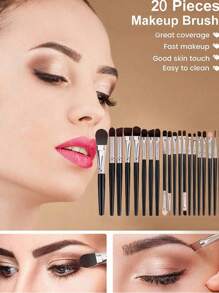 33pcs Makeup Brush Set, Includes: 1pc Makeup Bag, 20pcs Makeup Brushes, 6pcs Makeup Sponges, 6pcs Makeup Puffs, Cosmetic Storage Bag, Large Capacity Makeup Bag, Portable Toiletry Makeup Bag, Makeup Organizer Bag, Makeup Travel Bag, Suitable For Makeup