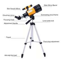 1PCS Astronomisches Teleskop mit Stativ, 45-Grad-Spiegel und 2 Okularen, 15x-150x, 70-mm-Objektiv mit großem Durchmesser, 300 mm Brennweite. Ein ideales Geschenk für Astronomieliebhaber zur Beobachtung von Mond, Planeten, Konzerten, Landschaften und Wildtieren