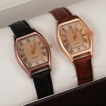 2 pièces/set Nouvelle montre mode femme, forme baril, esthétique élégante, montre étudiante, marque de niche