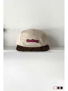 1 件软顶平檐帽，复古拼布滑板 5 片帽，女式豹纹帽檐帽，BiteBerry 原创美国字母撞色棒球帽，男女通用时尚休闲防晒棒球帽，户外街头滑板嬉皮小妞风格 - 豹紋拼色 - 查看 12