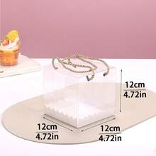 2pcs/4pcs Rectangular Transparent PET Cake Roll Packaging Boxes, Square Handle Swiss Roll Cake Boxes, Baking Pastry Takeaway Containers - Multicolor - View 3