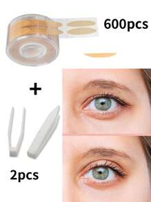 1200 pezzi Nastro adesivo invisibile per sollevamento delle palpebre, ipoallergenico, effetto lifting istantaneo degli occhi, con strumenti, fibra di rete naturale, traspirante e senza alcol, adatto per palpebre cadenti, lasse e irregolari, cambia forma dell'occhio istantaneamente, effetto duraturo