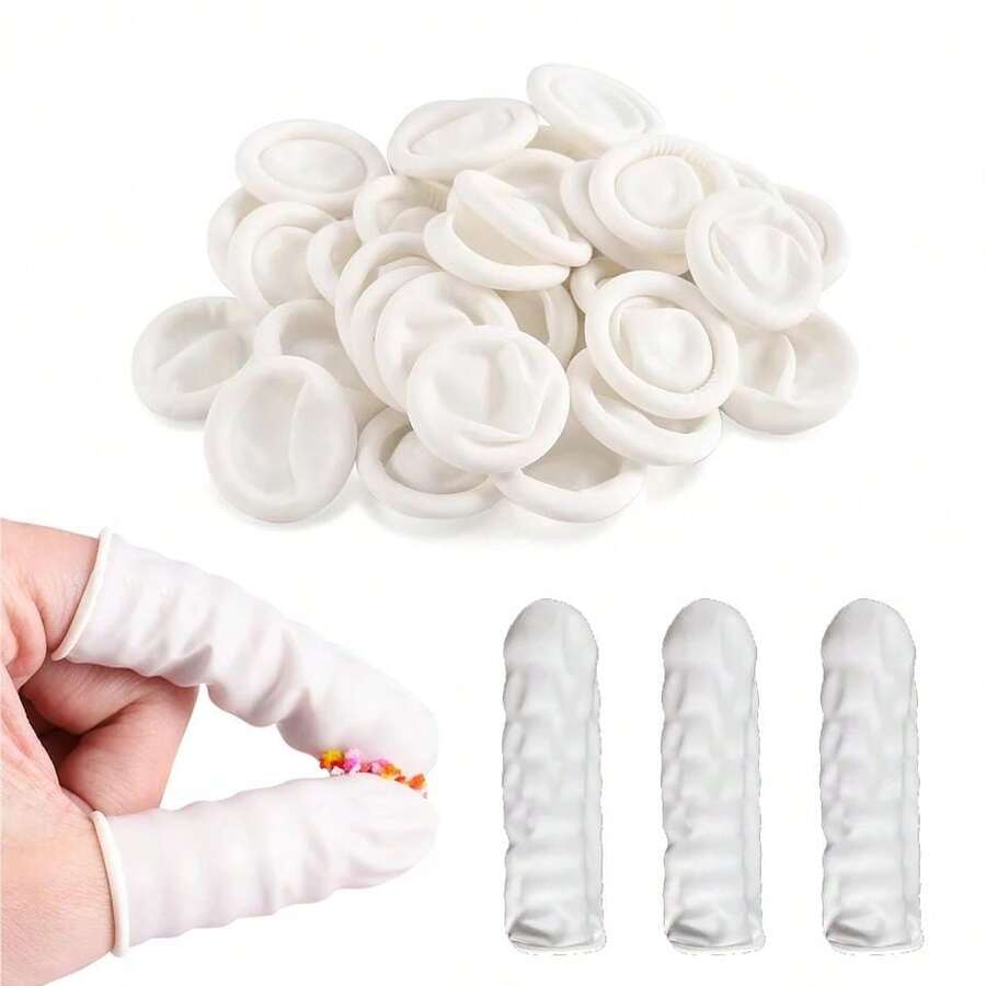 150/200pcs Natural Rubber Disposable Finger Cots/Fingertips Gloves, For DIY Epoxy Resin Mold Making Tools - White - View 1