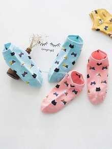 5 أزواج جوارب كاحل للسيدات بنمط قطة كرتونية، ناعمة وراحة القدم، جوارب كاجوال عصرية، لجميع المناسبات الحياتية، مناسبة لكافة الفصول