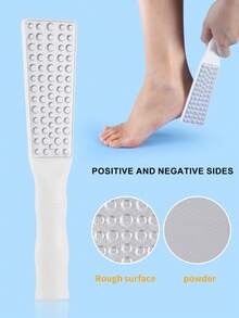 Multifunctional Double-Sided Stainless Steel Foot File, Callus Remover, Dead Skin Scraper With Bamboo Textured Non-Slip Plastic Handle, Foot Care Tool - White - View 1