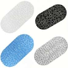 1 pieza Alfombra de baño con piedras antideslizante con ventosas, agujeros de drenaje para duchas, bañeras, lavable a máquina, alfombra de baño antideslizante de PVC, libre de BPA y látex, 27 x 14 pulgadas, decoración de habitación, accesorios de baño, vuelta al cole, decoración de baño y cocina