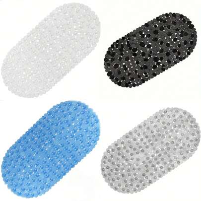 حصيرة حمام من الحصى قطعة واحدة، غير قابلة للانزلاق مع كؤوس شفط، وثقوب تصريف للحمامات والأحواض، قابلة للغسل في الغسالة، حصيرة حمام مضادة للانزلاق من البولي فينيل كلوريد خالية من البيسفينول أ والالاتكس، مقاس 27 * 14 بوصة، ديكور غرفة السجاد، اكسسوارات حمام، عودة إلى المدرسة، ديكور المطبخ والحمام