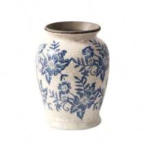 Porcelana w kolorze niebieskim i białym z efektem spękania lodu, lekka, luksusowa dekoracja wazonu ceramicznego, ekskluzywne wrażenie, stół jadalny w salonie, dekoracja wazonu na kwiaty, satysfakcjonujący prezent