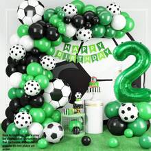 Set de baloane cu arc de fotbal, include coroană de fotbal și 18 baloane numerice, baloane din folie cu numărul verde 18, decor tematic de fotbal pentru petrecerea de 18 ani, petrecere de fotbal, baloane de fotbal, aniversare de fotbal