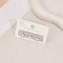 3 piezas Pendientes de mujer, de acero inoxidable, con diseño de murciélago, aptos para uso diario, pendientes de moda simple con diseño animal, regalo para festivales de mujer