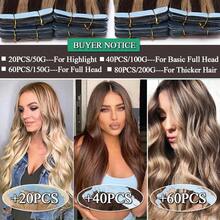 Tape In Hair Extensions 16-26Inch Real Human Hair Tape In Extensions Dark Brown&Light Brown 20Pcs Double Sided Tape In Human Hair Remy Hair Straight Natural Seamless Hair Extensions For Women - S2/6 - 查看 4