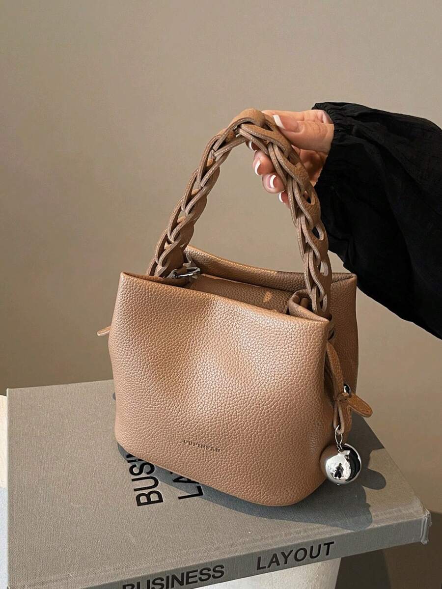 Modisches Clown-Design aus PU-Wasserschutz-Material, Buchstabenmuster, Metallanhänger-Dekoration, tragbare quadratische Tasche, elegante Handtasche, Business-Pendlertasche, geeignet für Arbeit, hochwertige Modentasche, geeignet für tägliche Fahrten und Veranstaltungen