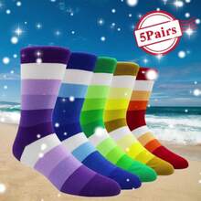 Local Delivery- Men's Long Socks Size 10-13 Pack Of 5 Pairs Rainbow Style - S003 - View 8