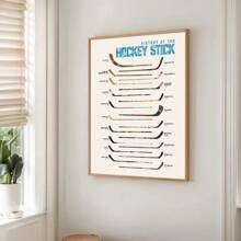 1/2 pièces Affiche murale de sport baseball et bâton de hockey sans cadre, impression sur canevas, décoration minimaliste pour chambre de garçon, salle de jeux, appartement, salon, chambre à coucher, décoration moderne pour la maison