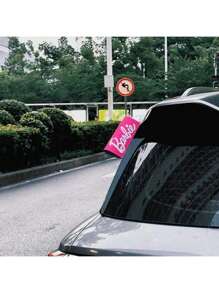 Barbie Barbie Car Window Flag, 15x20cm Hot Pink Car Decoration With Iconic Barbie Logo, Easy Installation Magnetic Car Accessory For Stylish Women