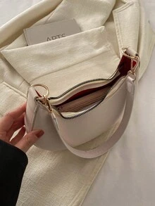 女士时尚休闲通勤单肩包，2024新款法式腋下包，优雅气质 - 白色 - 查看 9